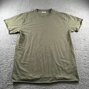John‎ Elliott Tee Mens 3 Olive Cotton Crewneck Raw Hem Relaxed Minimal